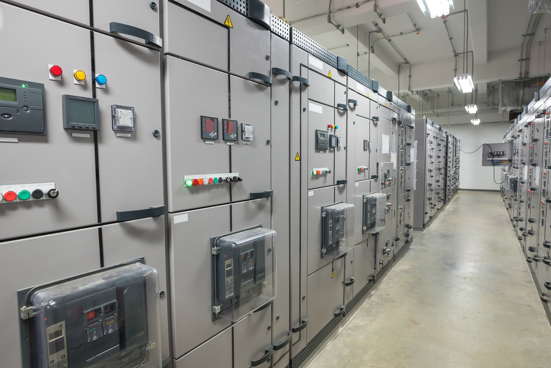 Electrical switchgear room,Industrial electrical switch panel.